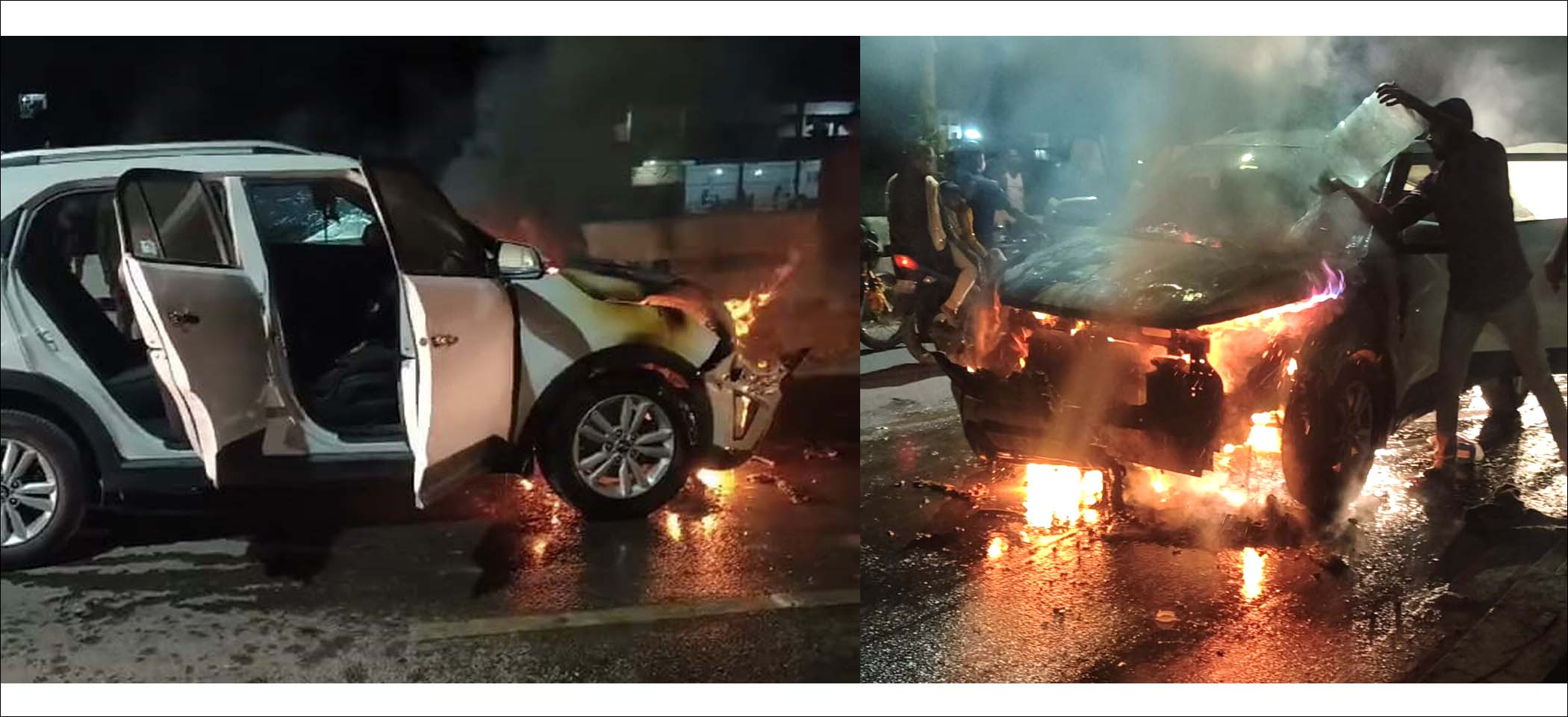 మంటలంటుకుని కారు దగ్దం..!