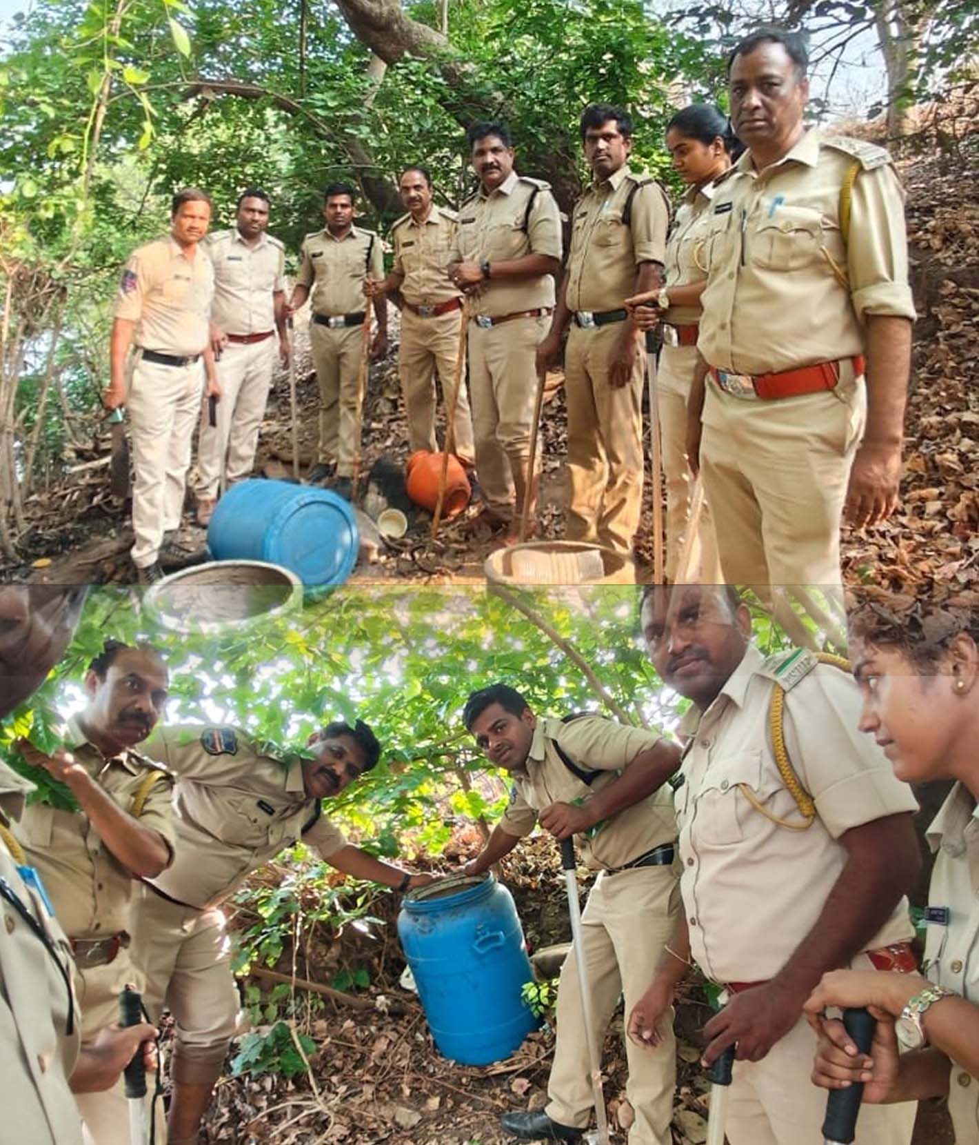 నాటు సారా తయారి స్థావరాలపై దాడులు