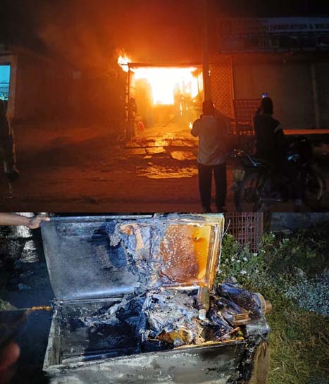 కిరాణ, టీ స్టాల్‌లో మంటలు