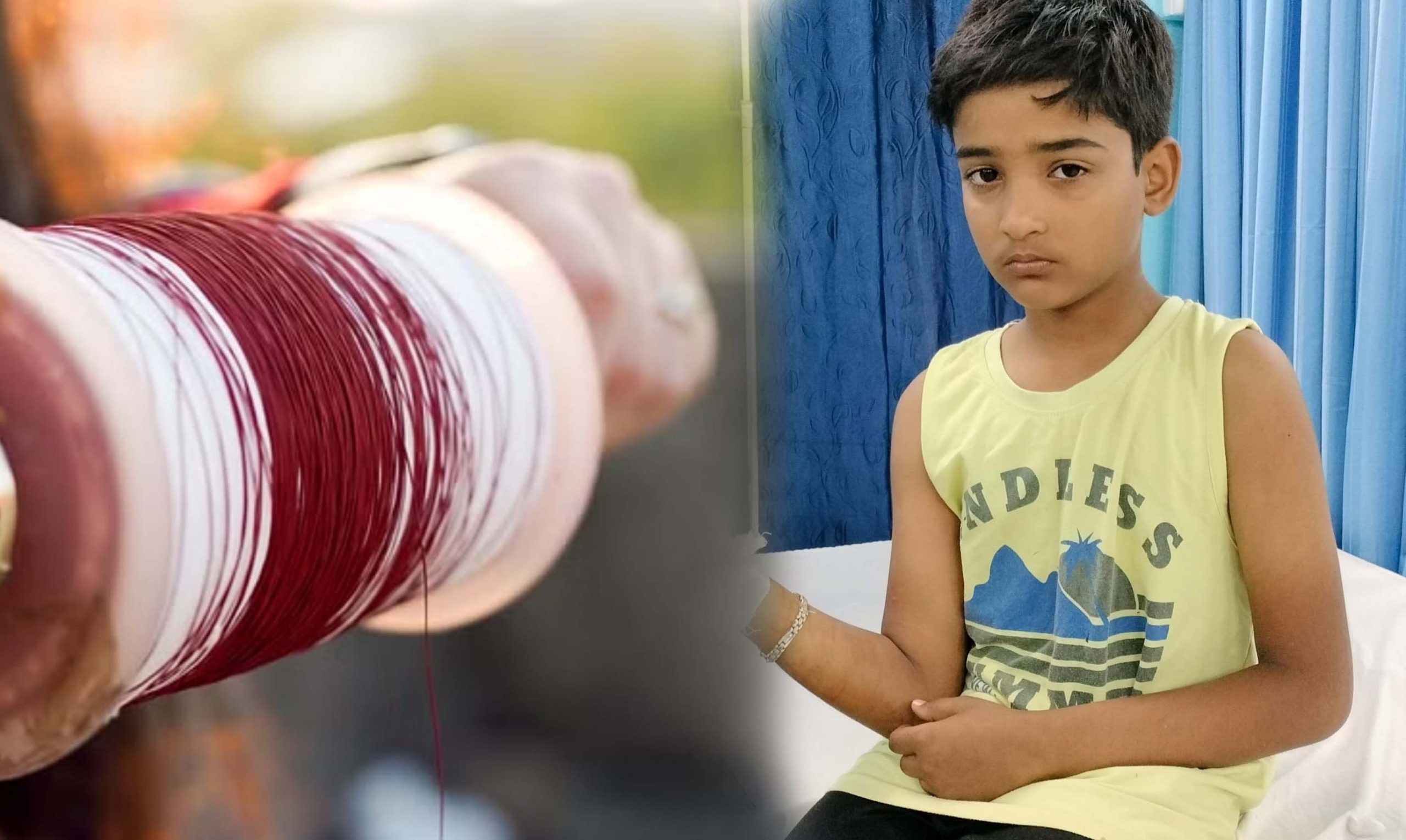 చైనా మాంజాతో బాలుడికి గాయాలు