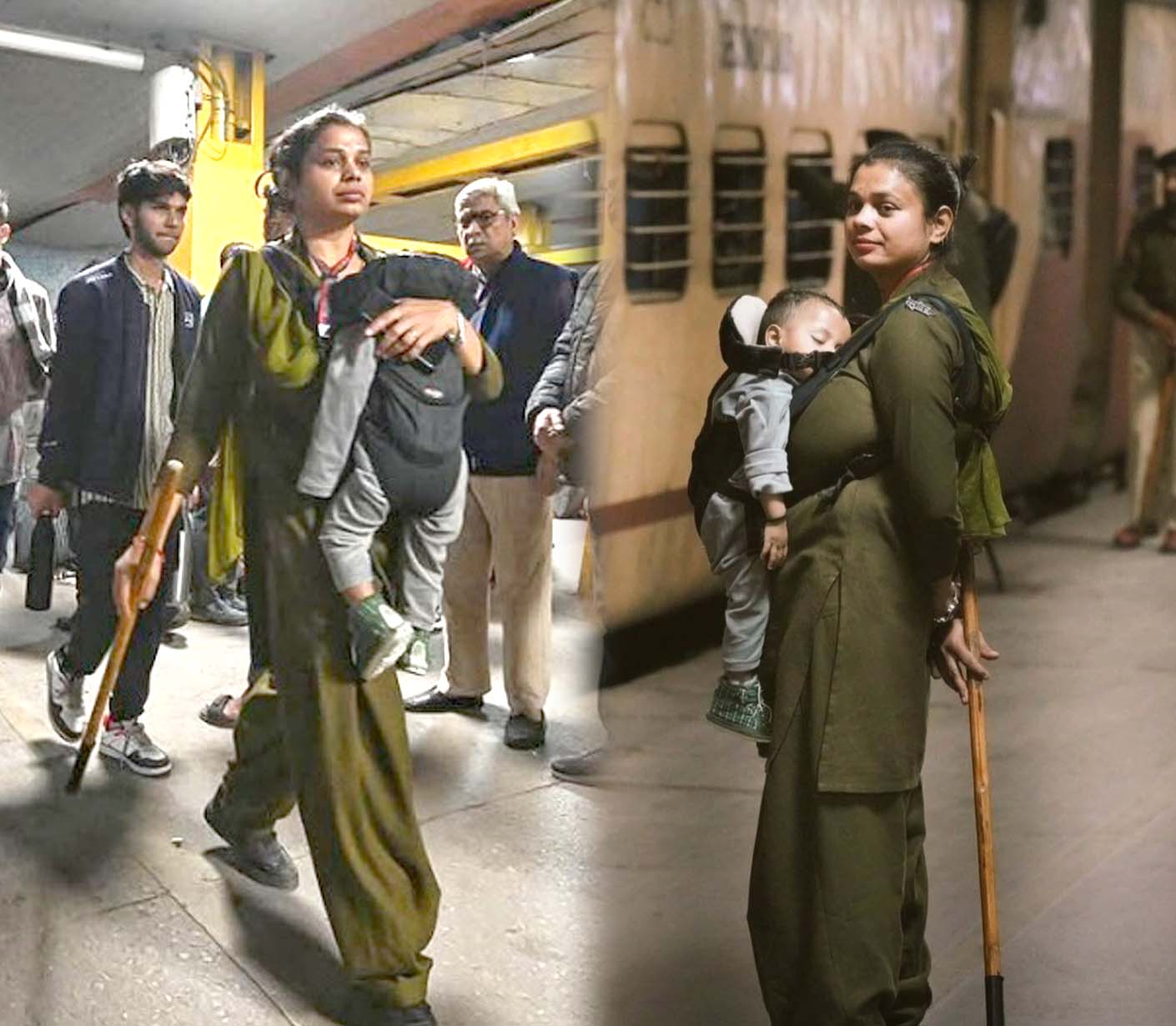 పసిబిడ్డతో డ్యూటీ..!