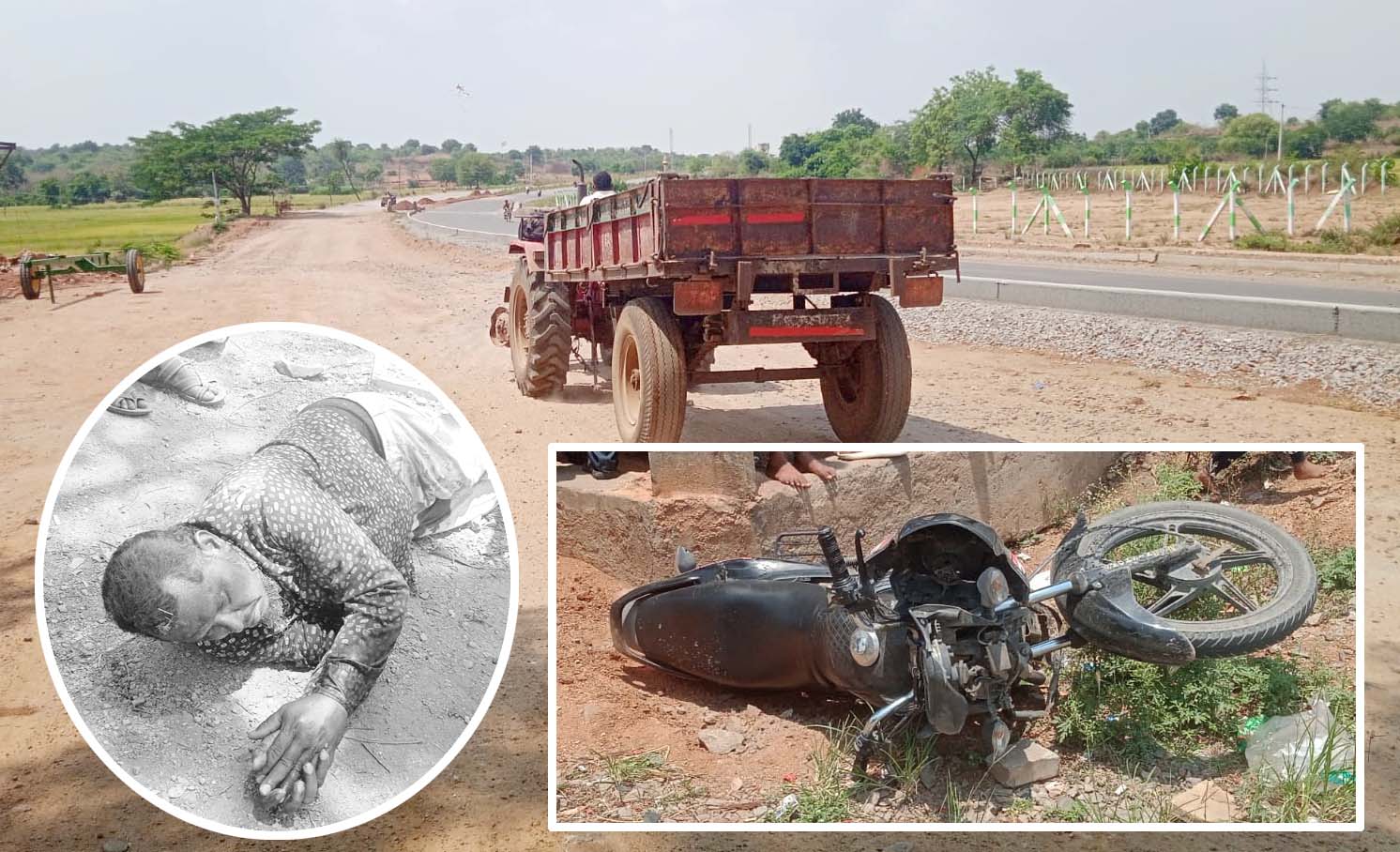 బైకును ఢీ కొట్టిన ఇసుక ట్రాక్టర్