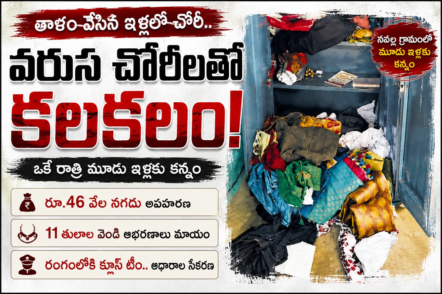 తాళం వేసిన ఇళ్లలో చోరీ..